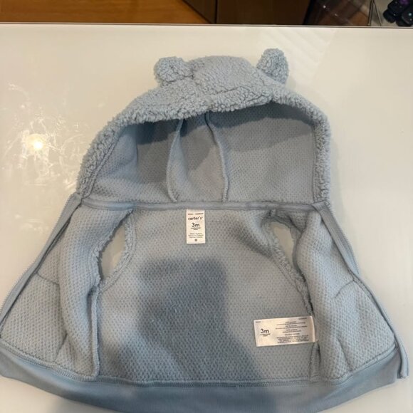 Baby Blue Sleeveless Hoodie (0-3M) - Picture 4 of 6